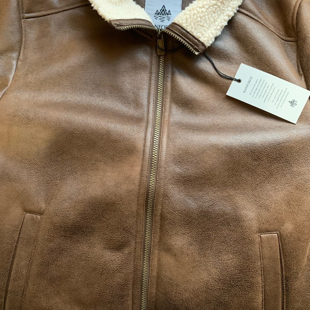 Rainforest sand nubuck faux shearling hipster jacket